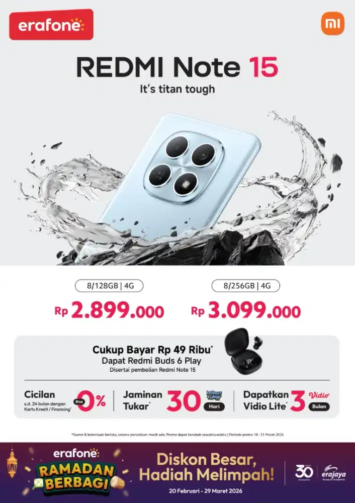 REDMI NOTE 15 8/128GB NEW BY ERAFONE RADIO DALAM, JAKSEL