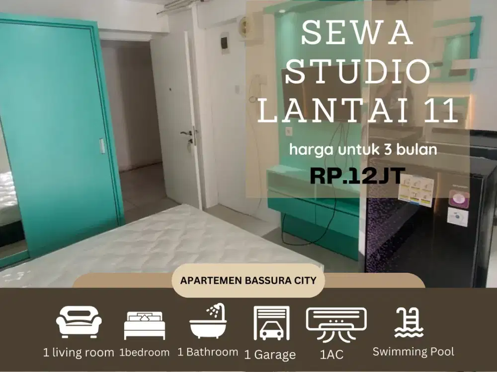 sewa studio full furnis lantai 11 atas mall apartemen bassura city