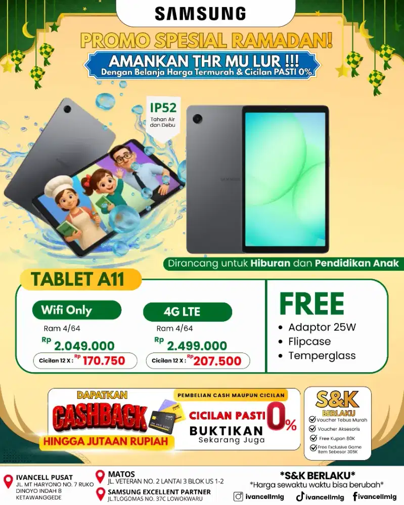 TABLET SAMSUNG A11 LTE FREE ADAPTER