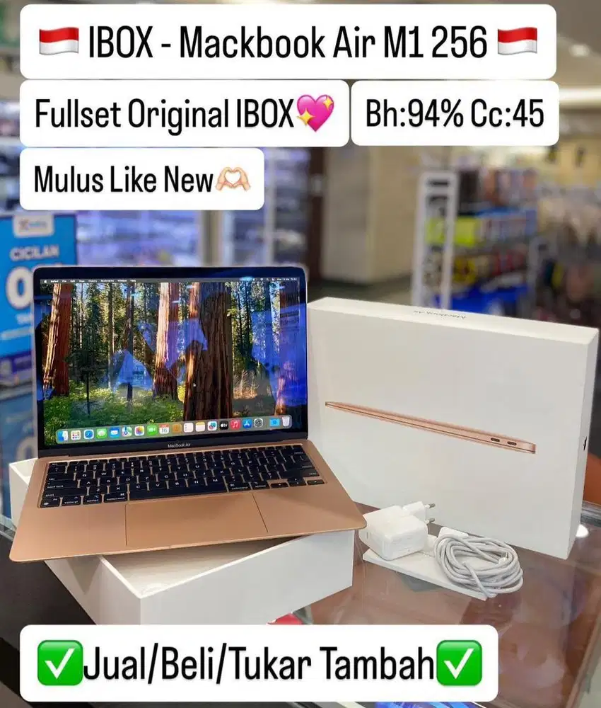 Macbook Air M1 8/256 Gb Gold Resmi Ibox