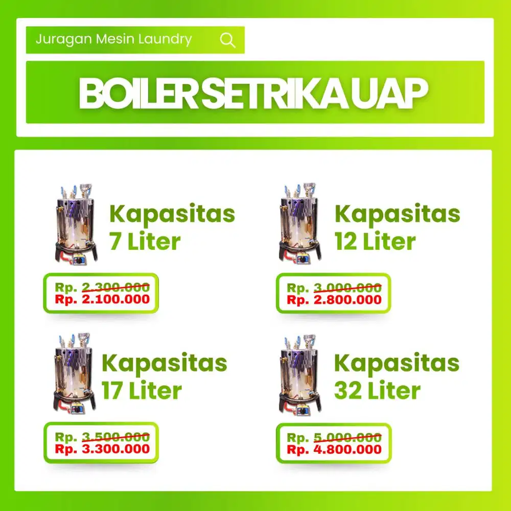 Boiler Setrika Uap Kapasitas 7 sampai 32 Liter