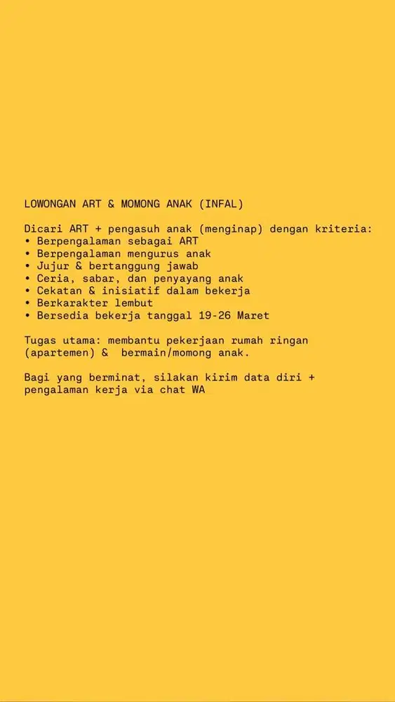Loker infal ART Serabutan