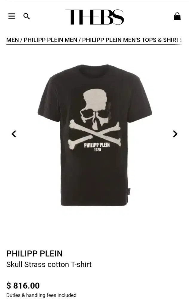 THE ORIGINAL PHILLIPP PLEIN 1978 CRYSTAL SKULL T-SHIRT SIZE M BLACK