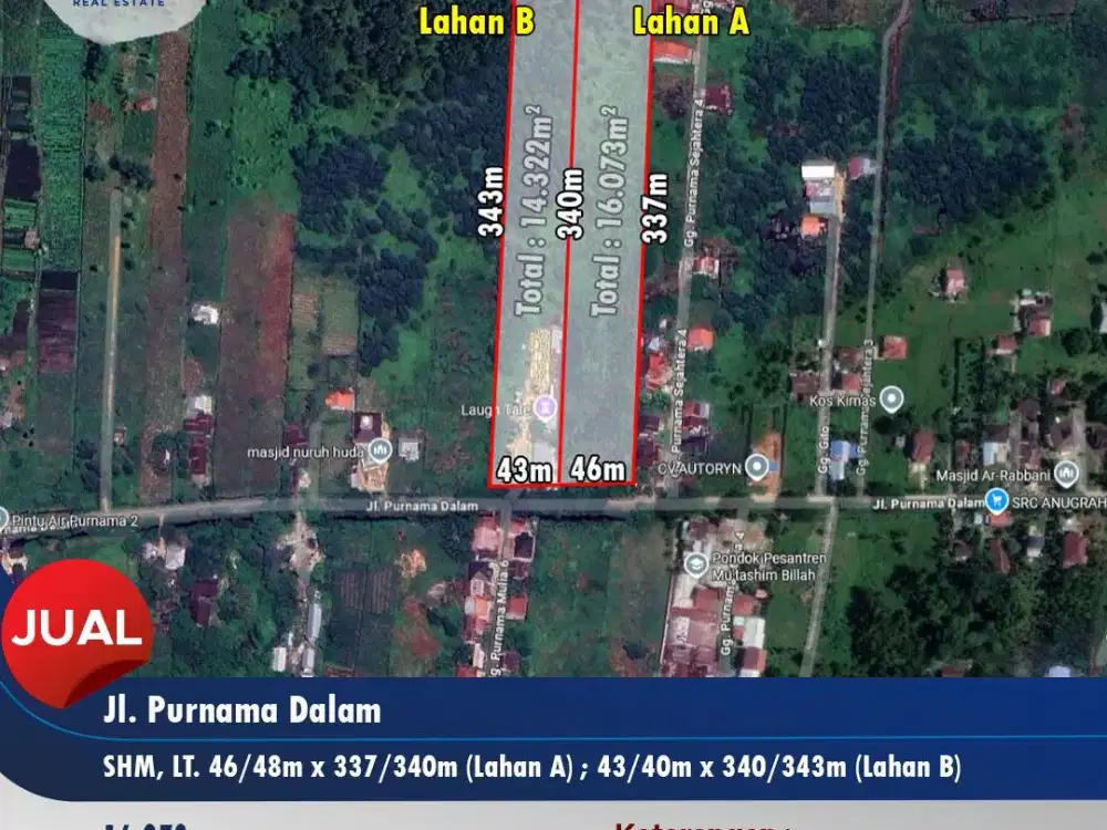 Dijual tanah tepi jalan purnama dalam, Pontianak