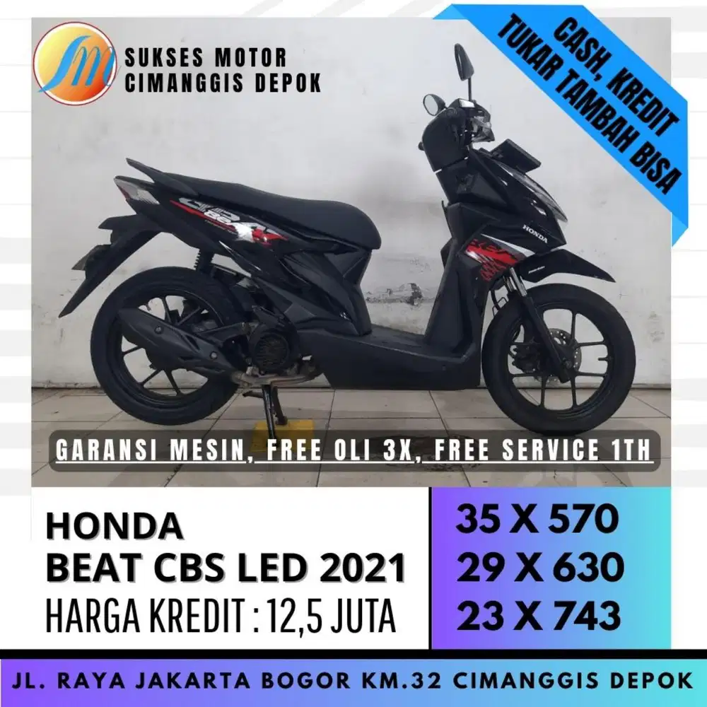 HONDA BEAT CBS 2021 CASH KREDIT BERGARANSI DP 450 [SUKSES MOTOR]