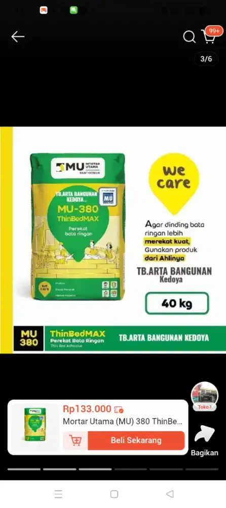 Jual Rugi MU 380 Perekat Bata Ringan Karena kelebihan beli