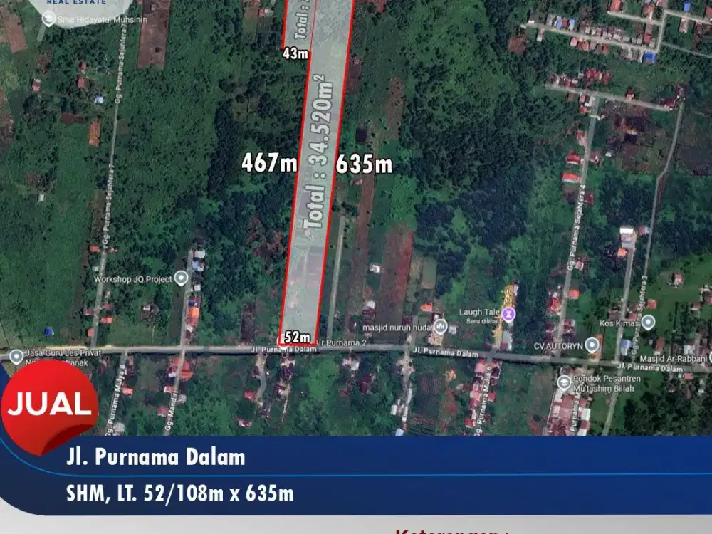 Dijual tanah Purnama dalam , Pontianak