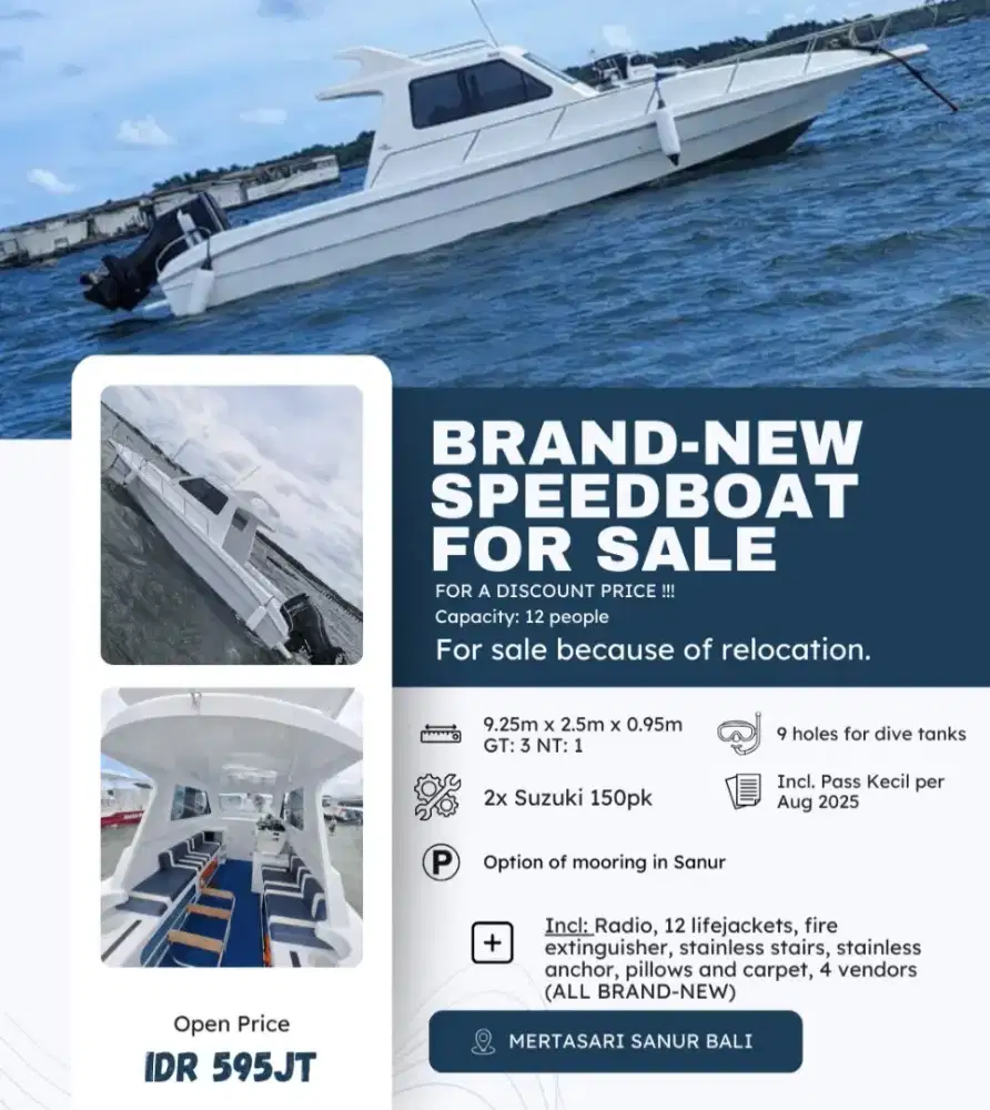 BRAND NEW SPEEDBOAT 9.25m – 2x150HP SUZUKI | READY TO USE!