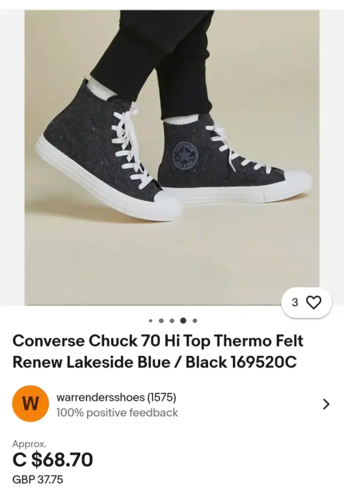 CONVERSE CHUCK HI TOP THERMO FELT LAKESIDE BLACK