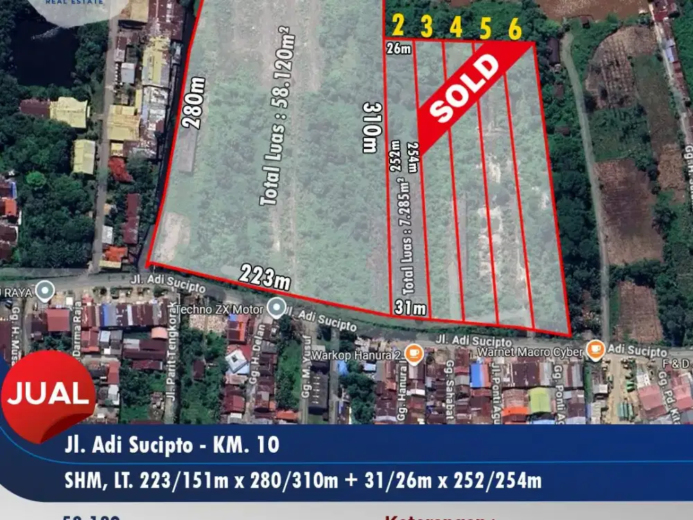 Tanah Luas Di jalan adi sucipto km 10, Kubu Raya