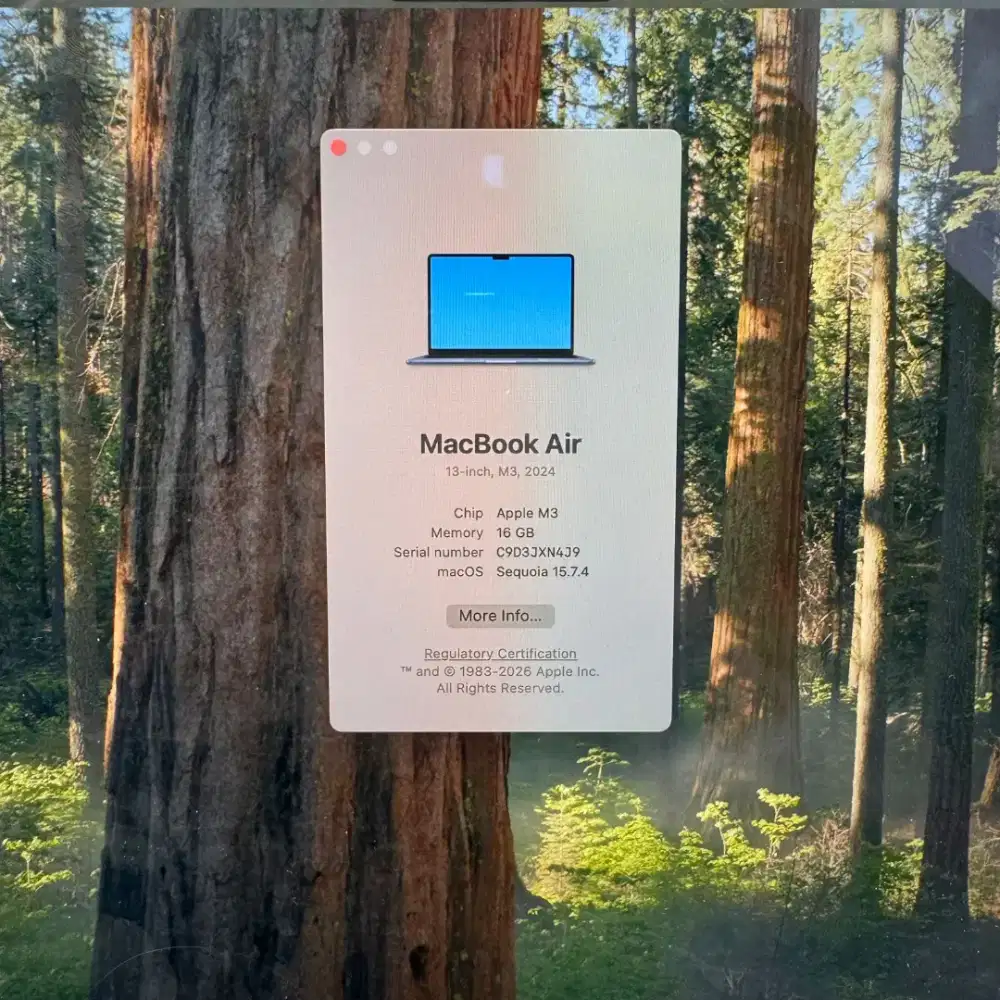 Macbook Air M3 13 Inch Ram 16 Ssd 512 lengkap full set Midnight Blue