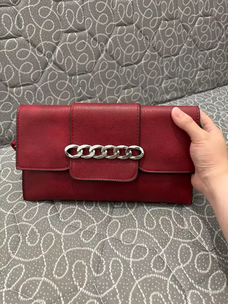 MINIMAL CLUTCH - Tas Tangan - Tas Pesta - Merah Maroon