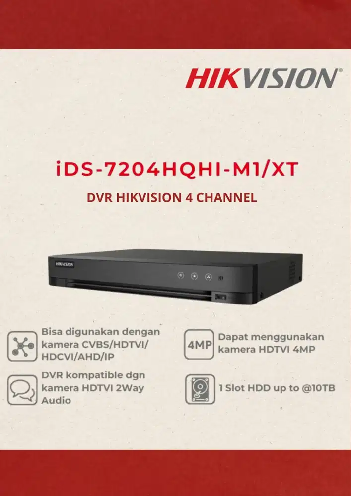 HIKVISION IDS-7204HQHI-M1/XT 1080P 1U H.265 HDTVI 2WAY AUDIO ACUSENSE