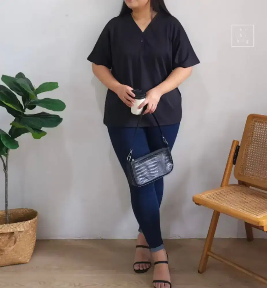 BRIE Premium Knit - Baju Atasan Wanita - Warna Black Charcoal