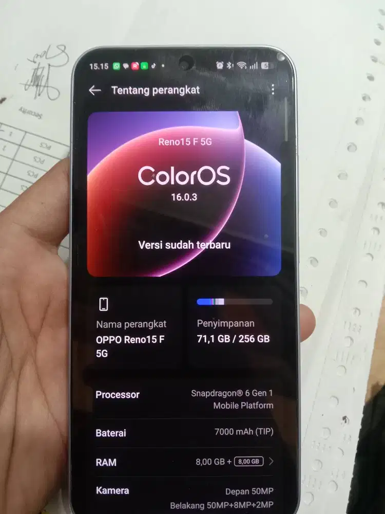 Oppo Reno 15F ram 8+8/256