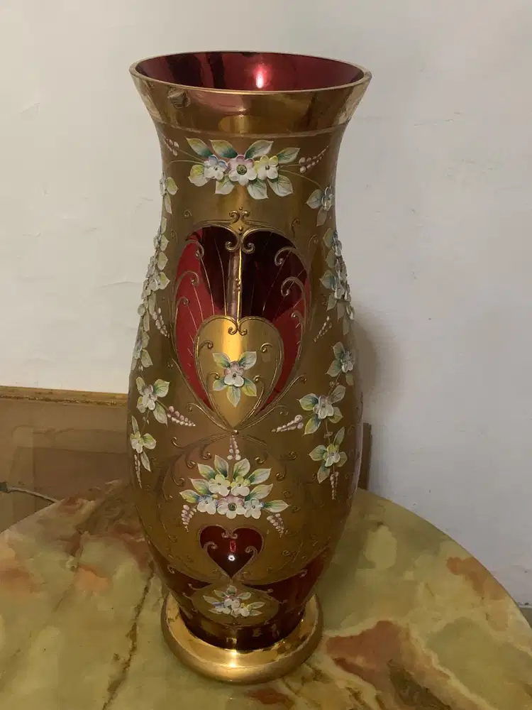 ruby red Bohemian glass vase
