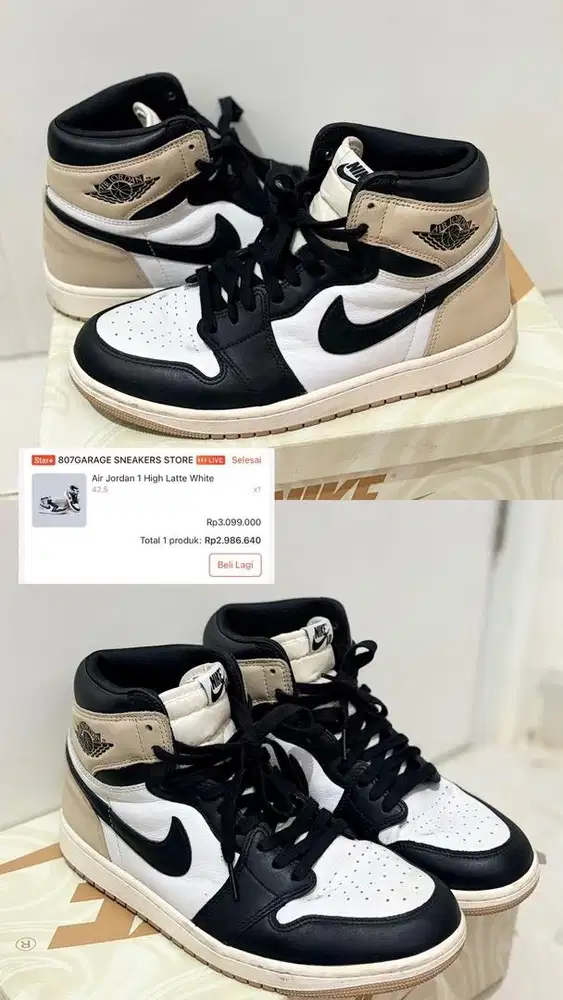 Sepatu nike air jordan 1 high vanilla latte