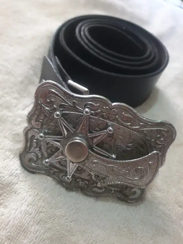 Sabuk kulit gesper buckle cowboy rotating