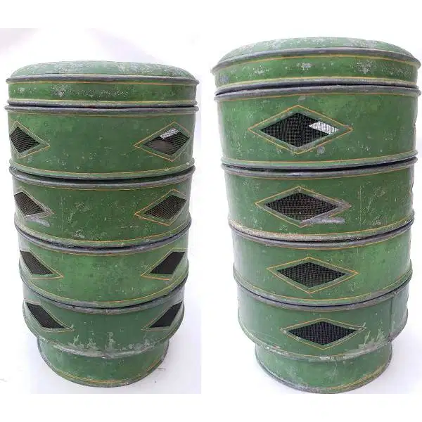 Vintage antik seni lukis Cina peranakan tenong / rantang era 50'an