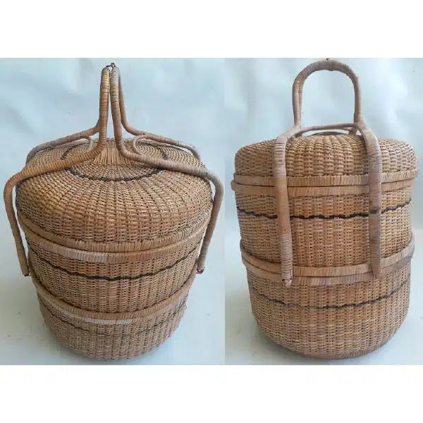 Jumbo Old vintage seni anyaman rotan Cina peranakan tenong / rantang