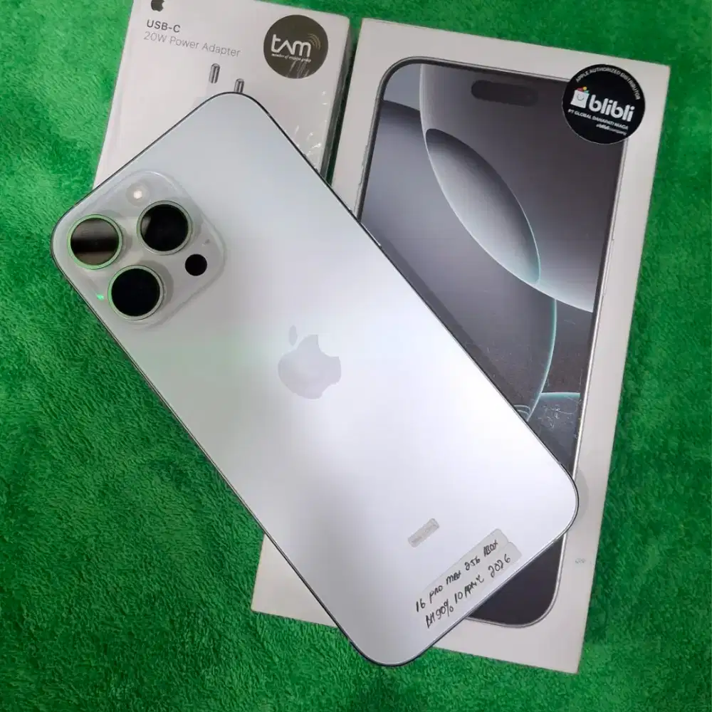iPhone 16 Pro Max 256gb white garansi on Free Adap