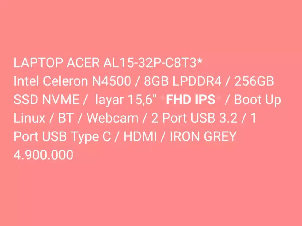 LAPTOP ACER AL15-32P-C8T3