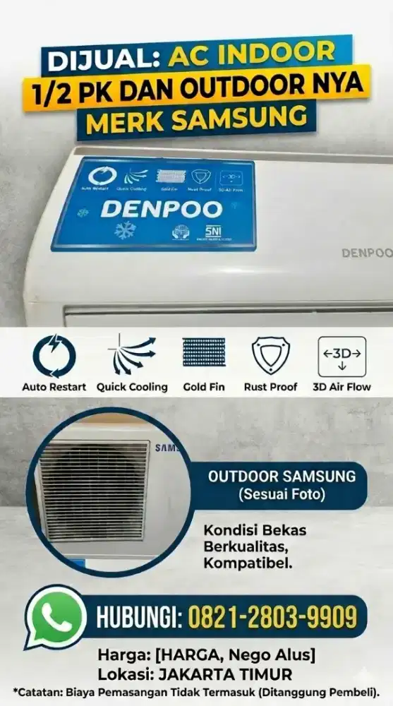 AC Denpoo 1/2 PK Dingin Nyess - Siap Pakai! (HARGA NEGO)