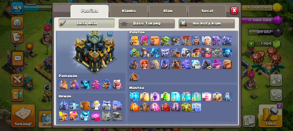 Jual akun COC TH 17 new