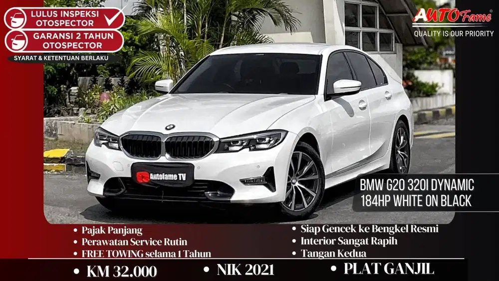 BMW G20 320i Dynamic 184HP White On Black NIK 2021 Akhir