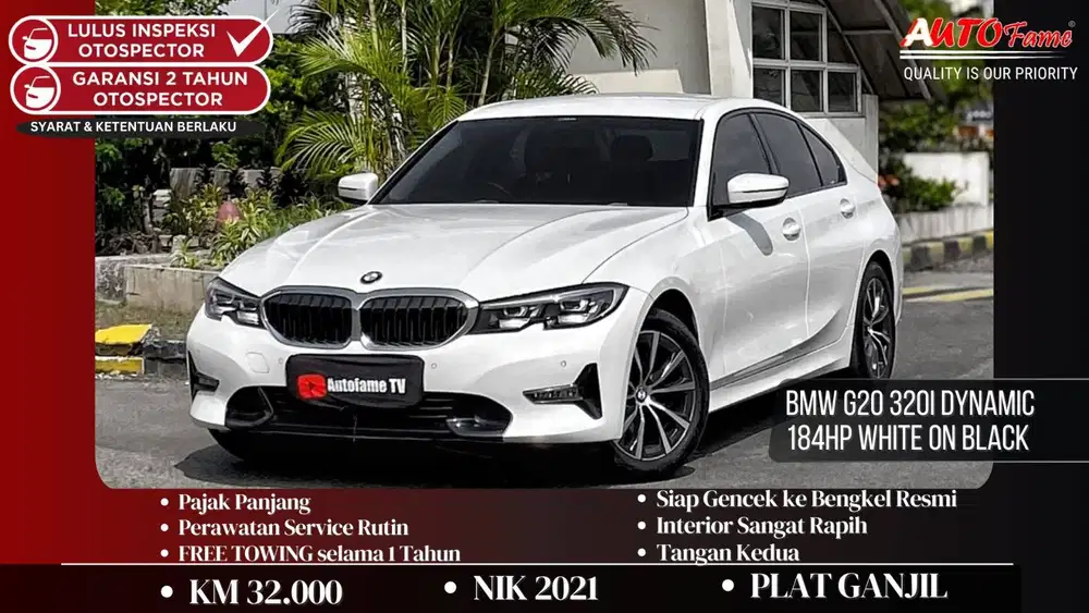 BMW G20 320i Dynamic 184HP White On Black NIK 2021 Akhir