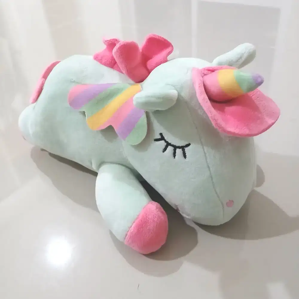 Boneka unicorn biru, preloved