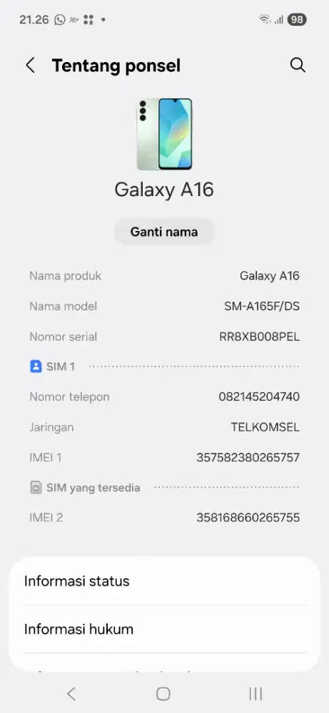Samsung A16 4G ram 8/128