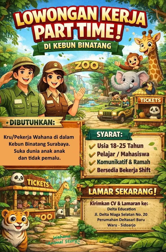 Pekerja Partime Wahana Hiburan di Kebun Binatang Surabaya