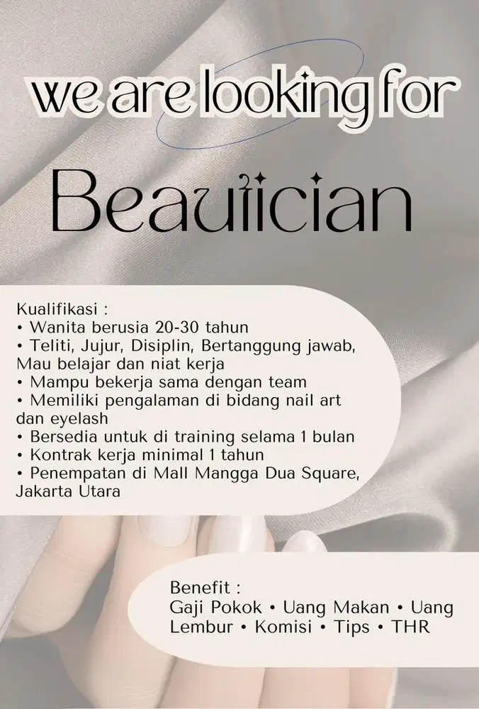 Lowongan Nailist dan Eyelash