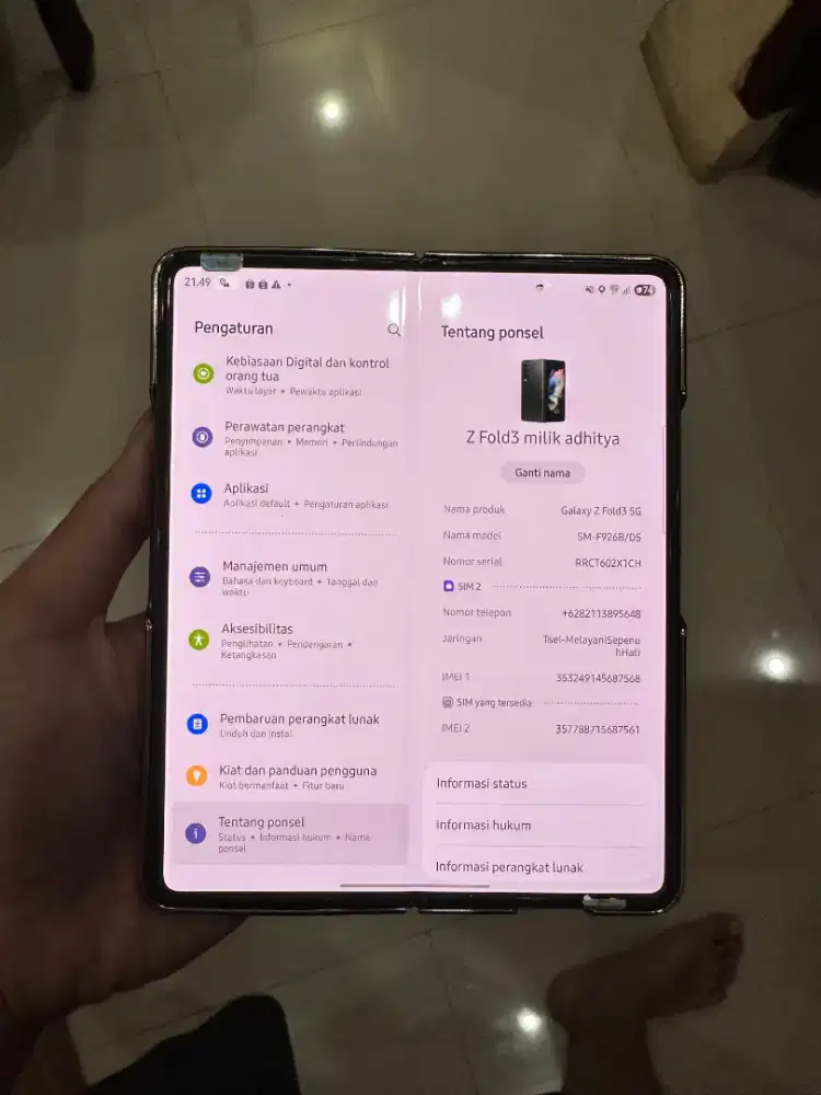 Samsung Galaxy Z Fold 3 5g 12/256gb SEIN Fullset