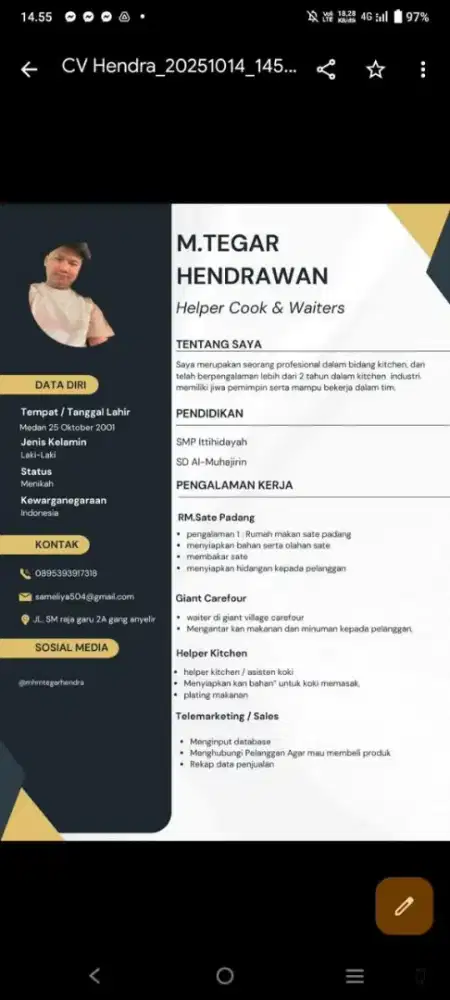 Info loker bpk/ibu