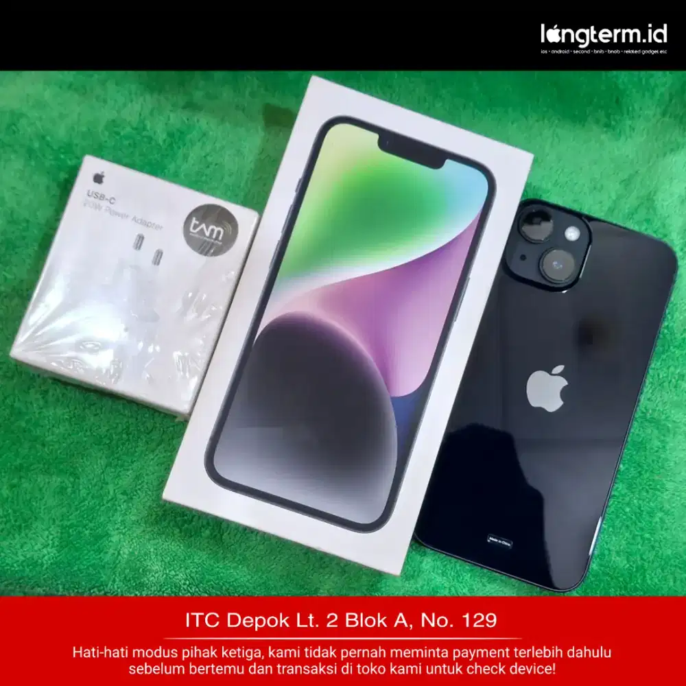 iPhone 14 128gb iBox Garansi maret 2027 Free Adapter