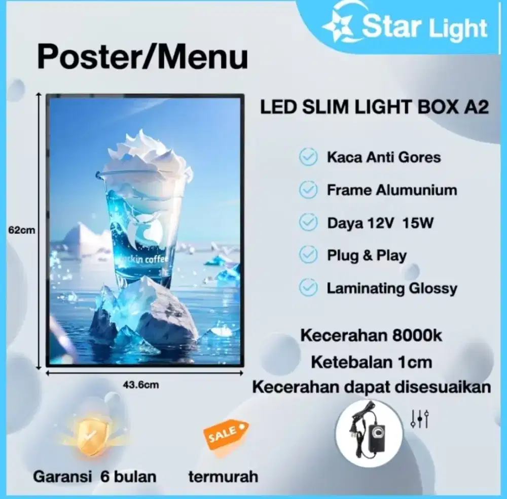 Iklan Frame Light Box Uk A2 Baru