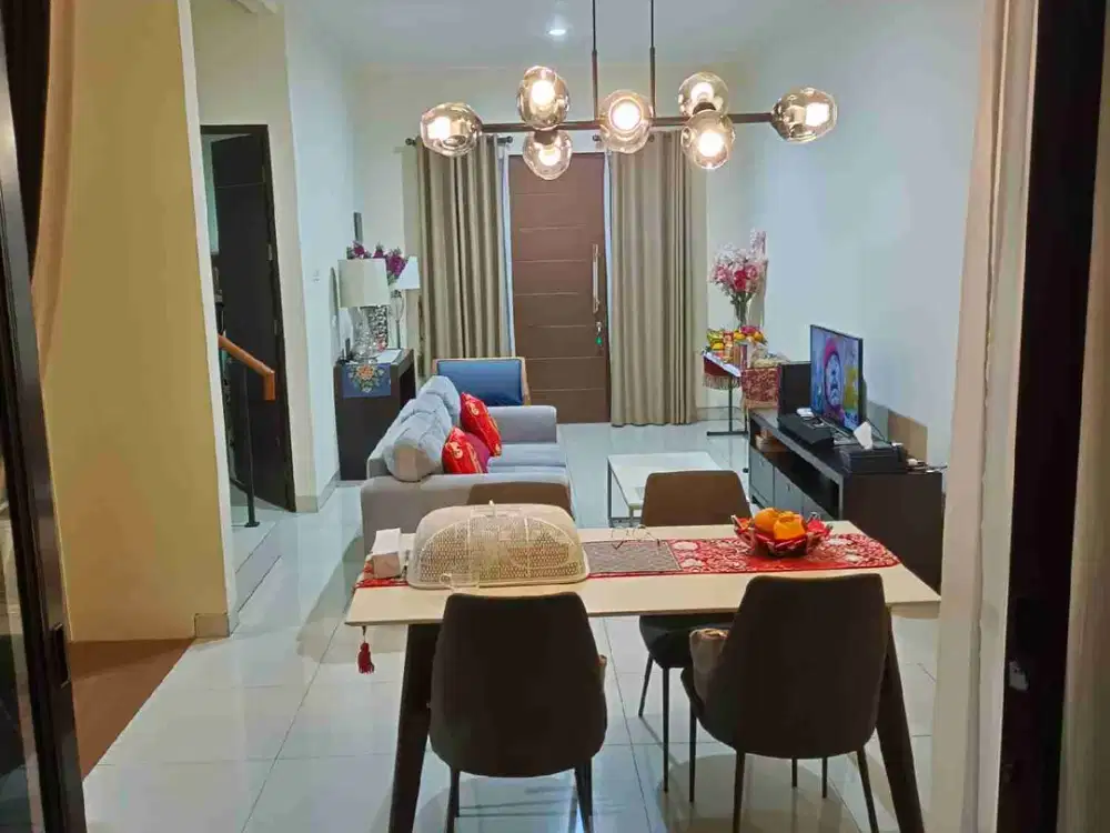 rumah 2 lantai full furnished lebar7x18 di cluster arana harapan indah dekat scg summarecon crown gading