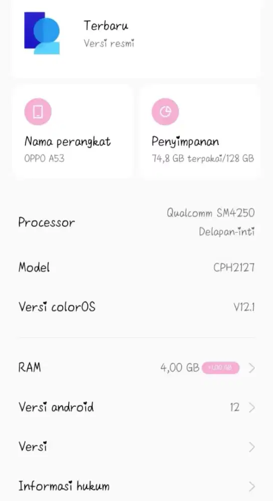 Oppo a53 ram 4+3/128 mulus nominus