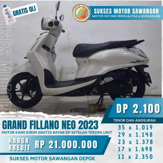 (SUKSES MOTOR) GRAND FILLANO NEO TH 2023, DP MURAH ANGSURAN RINGAN