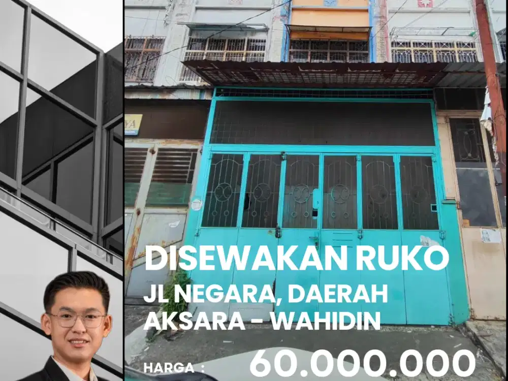 DISEWAKAN RUKO DI JL NEGARA DAERAH AKSARA WAHIDIN