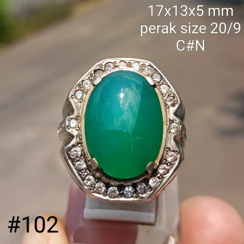 Cincin perak, batu natural bacan Doko kristal #102