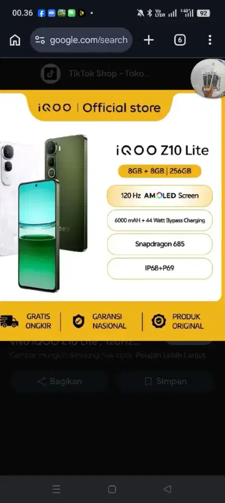 Iqoo Z10 lite 8/128 newww