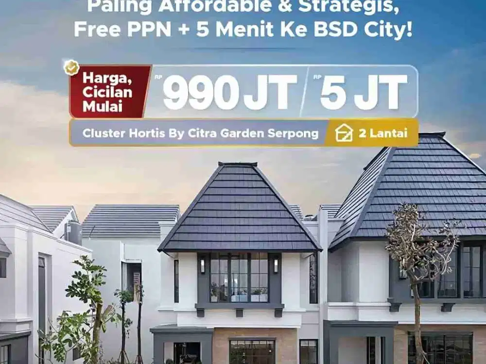 CLUSTER HORTIS @ citra garden serpong BSD lebar 8 2milyar saja! unit terbatas