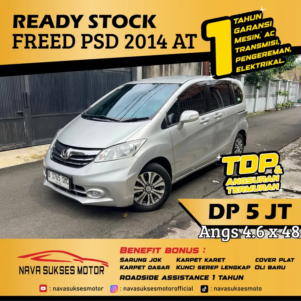 TDP 5Jt Angs Termurah Honda Freed PSD 2014 Matic Silver Low Km LikeNew
