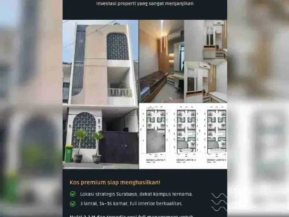 RUMAH KOST RUNGKUT LOKASI STRATEGIS DEKAT BERBAGAI KAMPUS LANGSUNG PASIF INCOME