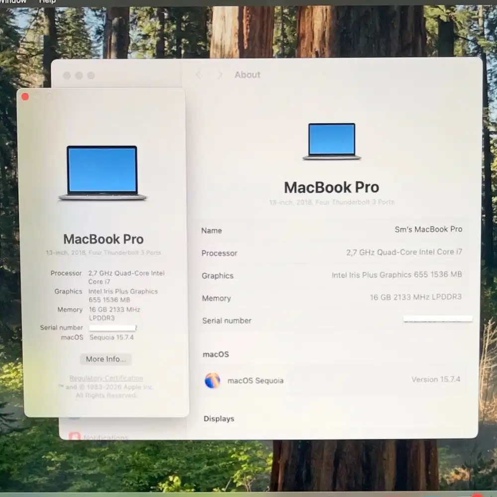 MACBOOK PRO 2018 TOUCHBAR 13 INCH SSD 512GB RAM 16GB INTEL CORE i7