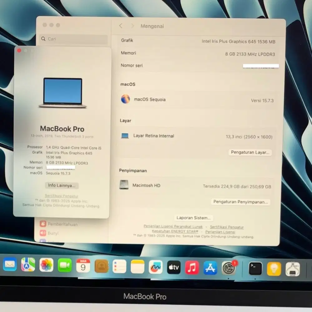 MACBOOK PRO 2019 TOUCHBAR 13 INCH SSD 256GB RAM 8GB INTEL CORE i5