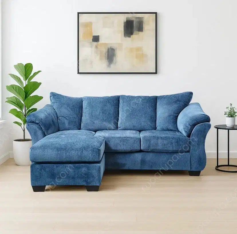 Ashley Darcy Sofa Sectional Fabric 4 Seater - Biru Navy